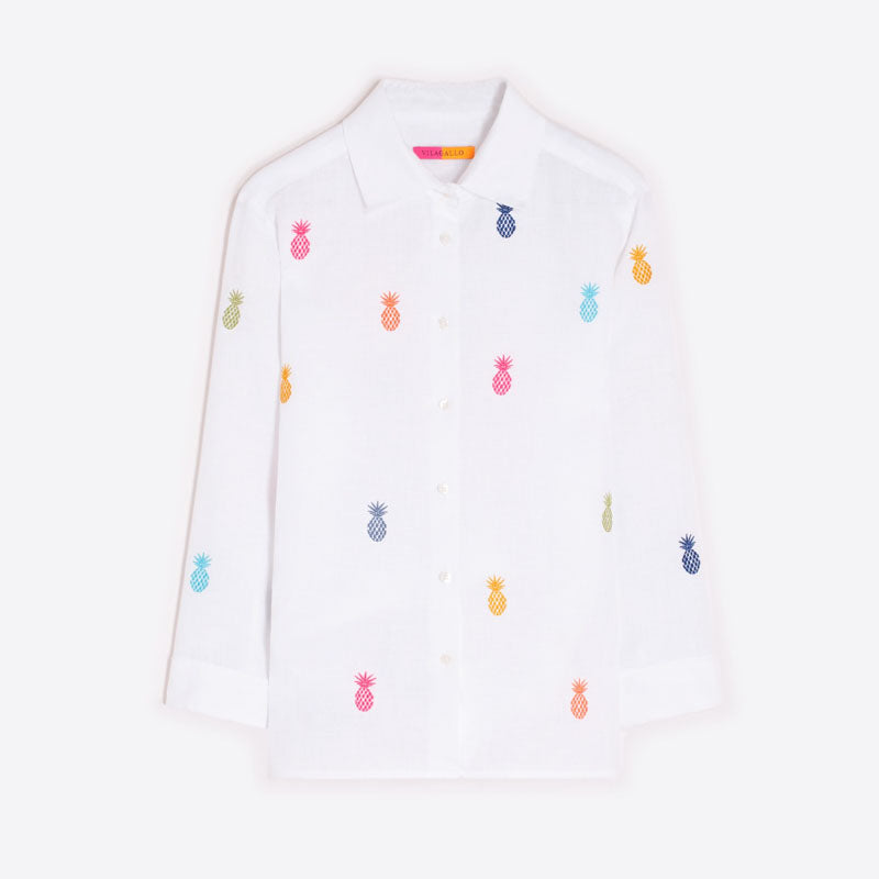 VILAGALLO Poline Pineapple Shirt in White