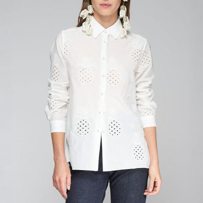 VILAGALLO Tia Pineapple Shirt in White