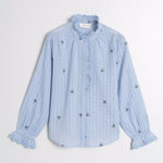 Ruffle Detail Embroidered L/S Shirt in Provence