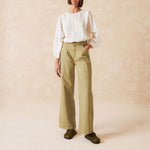 Wide Leg Trousers in Military