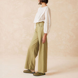 Wide Leg Trousers in Military