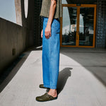 Wide Leg Denim Pants in Texan