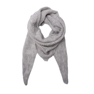 BLACK COLOUR Dell Knitted Mini Scarf in Light Grey