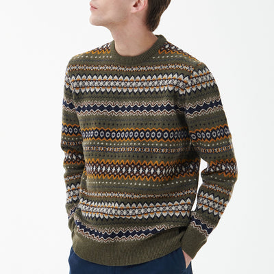 Case Fair Isle Crewneck Knit in Willow Green