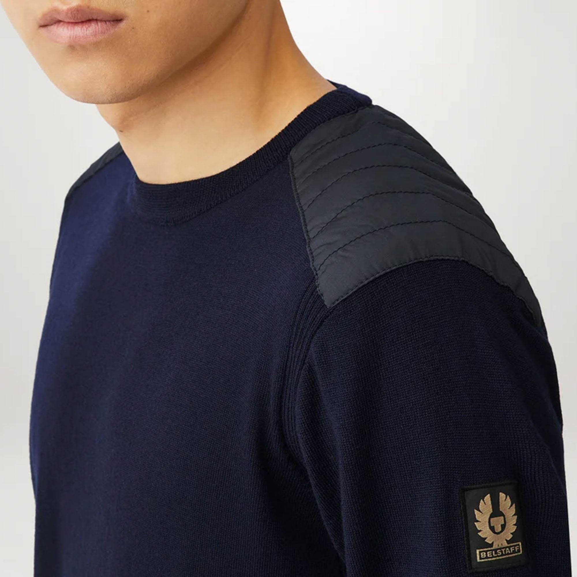 BELSTAFF Kerrigan Crew Neck Sweatshirt in Washed Navy Collen Clare