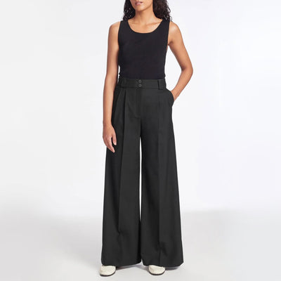 Margot Pleated Wide Leg Trousers in Black