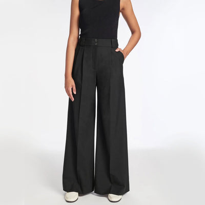 Margot Pleated Wide Leg Trousers in Black