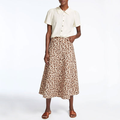 Sierra Cotton Skirt in Leopard Print