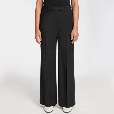 Terence Wide Leg Wool Trousers in Black