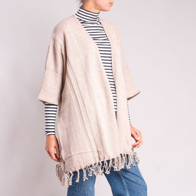 COLLEN & CLARE Majesty Tassel Cardigan in Oatmeal