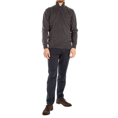 Miles Half Zip Merino Knit in Graphite Marl