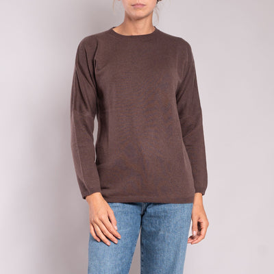 Round Neck Jumper in Chocolate