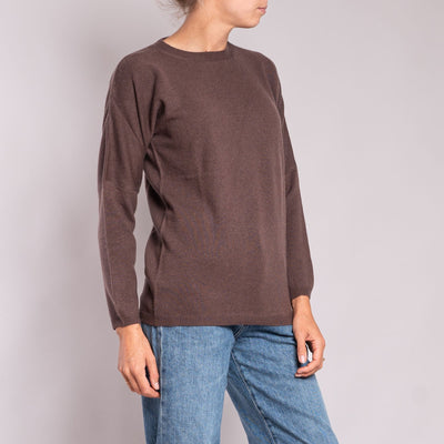 Round Neck Jumper in Chocolate