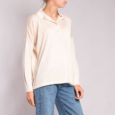 Silk & Cashmere Shirt in Light Oat