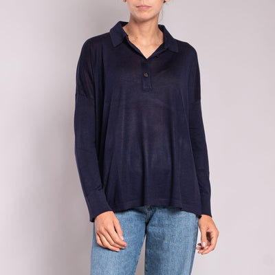 Silk & Cashmere Shirt in Navy