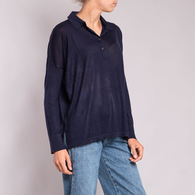 Silk & Cashmere Shirt in Navy