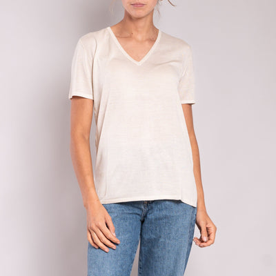 Silk & Cashmere S/S T Shirt in Cream