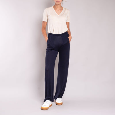 Silk & Cashmere Trousers in Navy