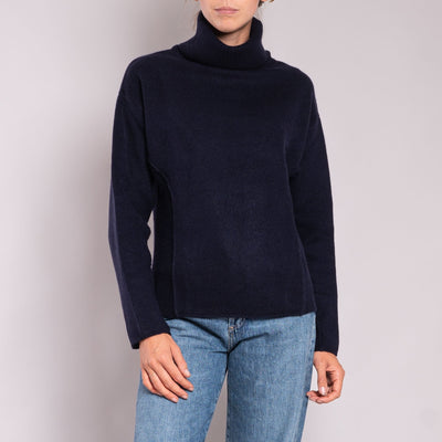 Thick Roll Neck Jumper in Navy