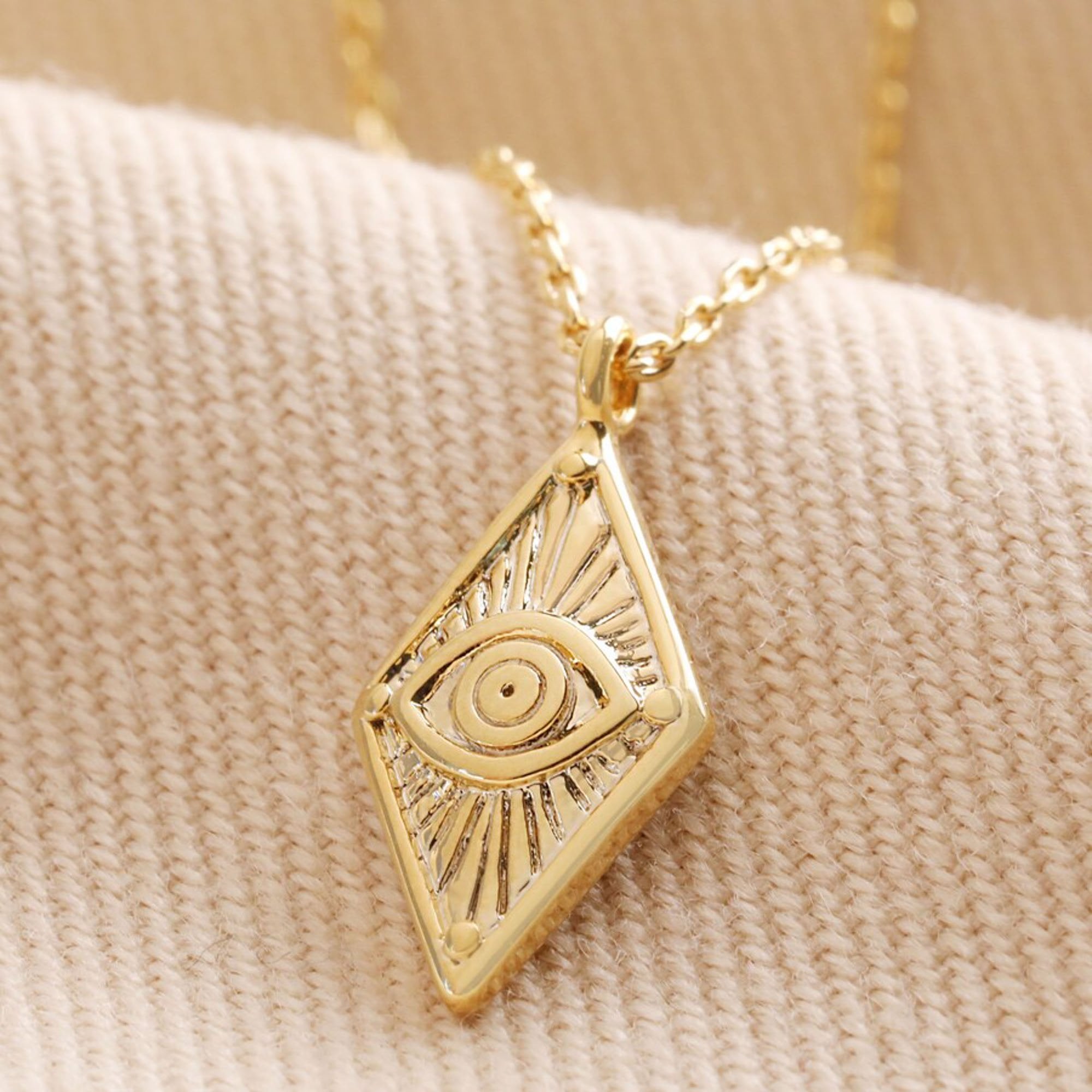 14K Gold Diamond Celestial Evil Eye Necklace