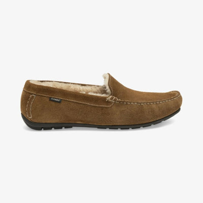 LOAKE Guards Shearling Lined Suede Slippers in Tan