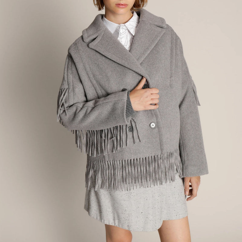 Eximillian Tassel Coat in Grey