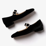 Low Mary Jane Diamante Velvet Shoes in Black