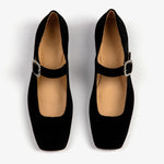 Low Mary Jane Diamante Velvet Shoes in Black