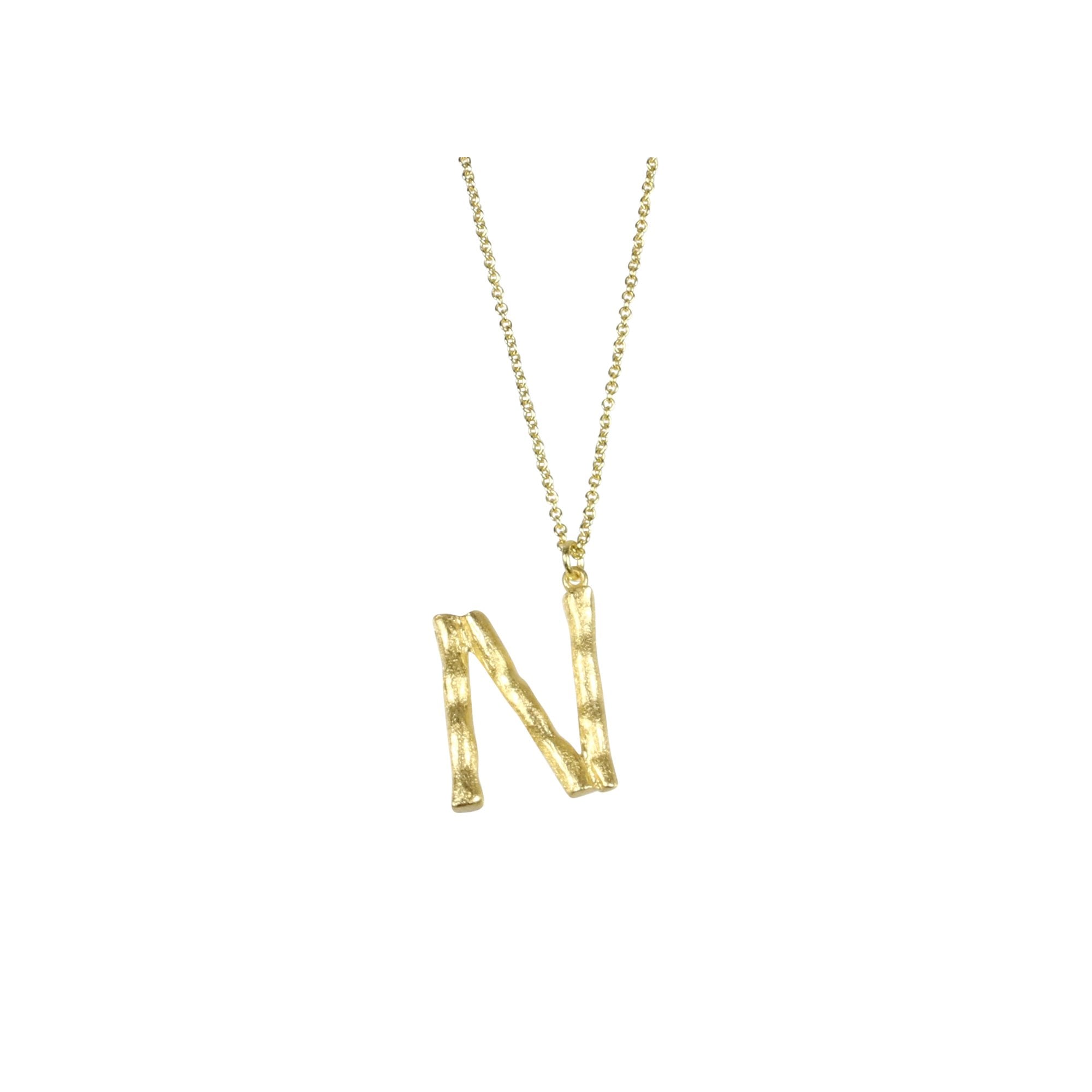 Large gold bamboo hot sale initial necklace