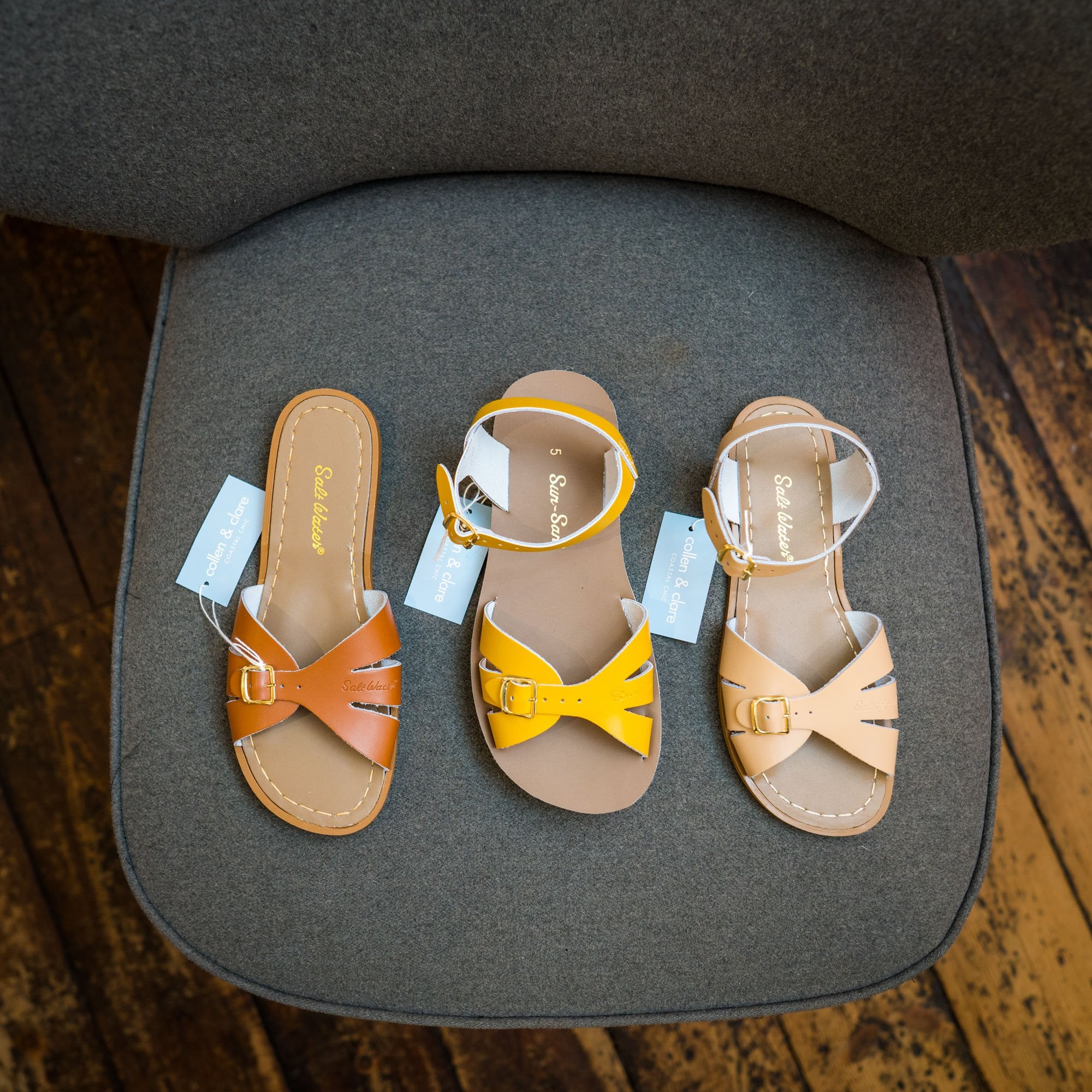 Saltwater on sale sandals mustard