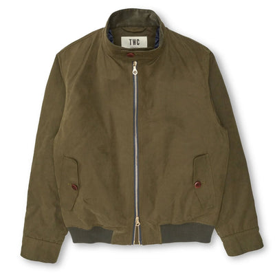 Jericho Brushed Cotton Harrington Jacket in Military Green