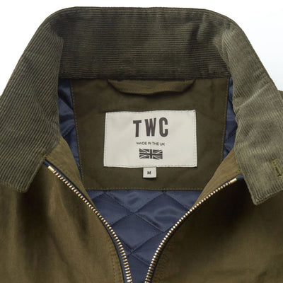 Jericho Brushed Cotton Harrington Jacket in Military Green