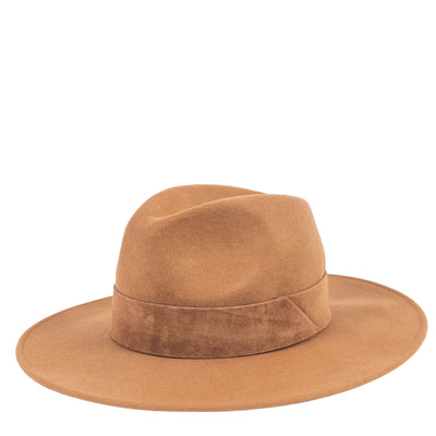 TRAVAUX EN COURS Fedora Wide Brim Hat in Camel