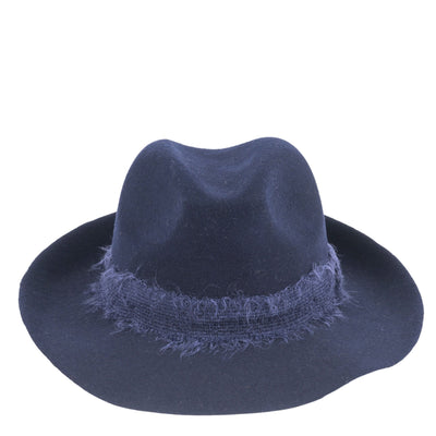 TRAVAUX EN COURS Felt Fedora with Mohair Band in Navy